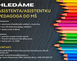 Hledáme asistenta / asistentku pedagoga do MŠ